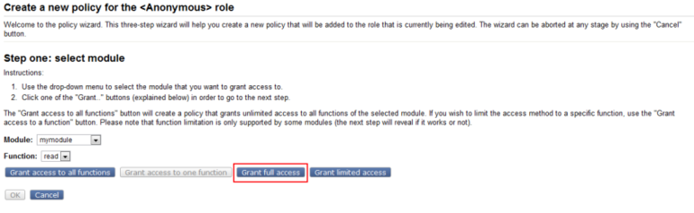 Administration Interface Roles and Policies Wizard