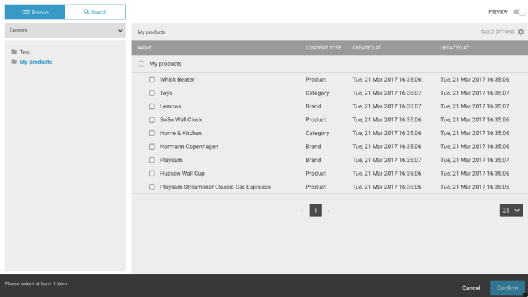 Contenful browser