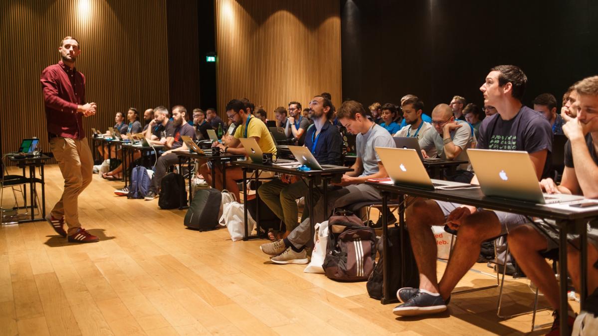 Harry Roberts holding a workshop at Web Summer Camp 2018