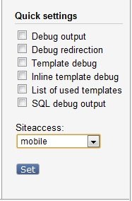 Mobile siteaccess visible under Quick settings