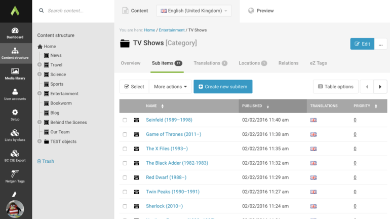 Netgen Admin UI