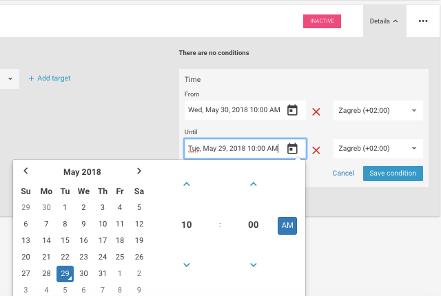 Netgen Layouts Time condition type