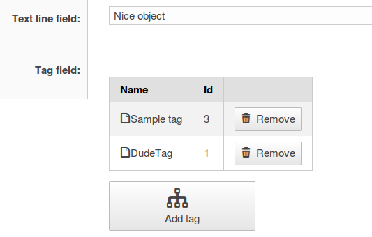 Tag edit view