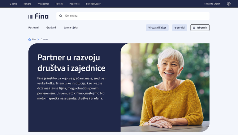 Fina web site homepage